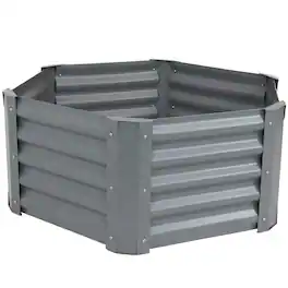 Sunnydaze - Powder-Coated Steel Hexagon Raised Garden Bed - 41 in - Gray