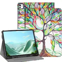 Kitcheniva - Stand Case For iPad Pro M4 2024 Folio Cover With Pencil Holder 13 Inch - Love Tree