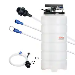 VEVOR - Fluid Extractor,4 Gallons (15 Liters),Pneumatic/Manual Oil Changer Vacuum Fluid Extractor with Dipstick and Suction Hose - White;Black