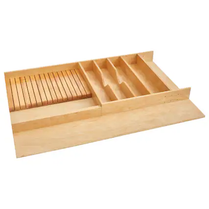 Front. Rev-A-Shelf - Rev-A-Shelf Trim to Fit Shallow Knife Block Drawer Insert, 33.13'' x 22'', 4WUTKB - Natural.