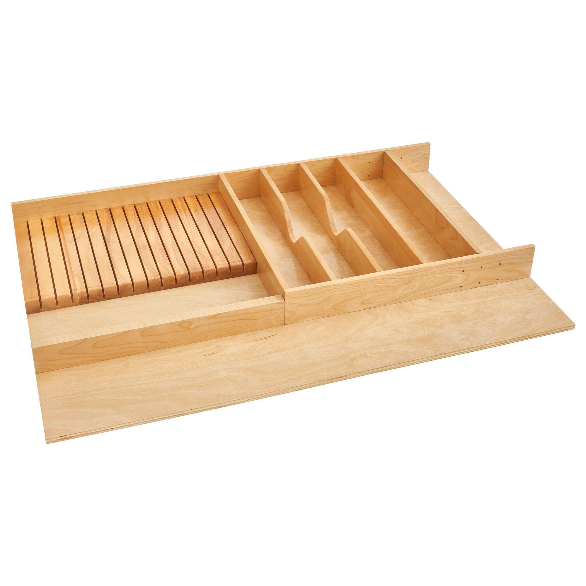 Front. Rev-A-Shelf - Rev-A-Shelf Trim to Fit Shallow Knife Block Drawer Insert, 33.13'' x 22'', 4WUTKB - Natural.