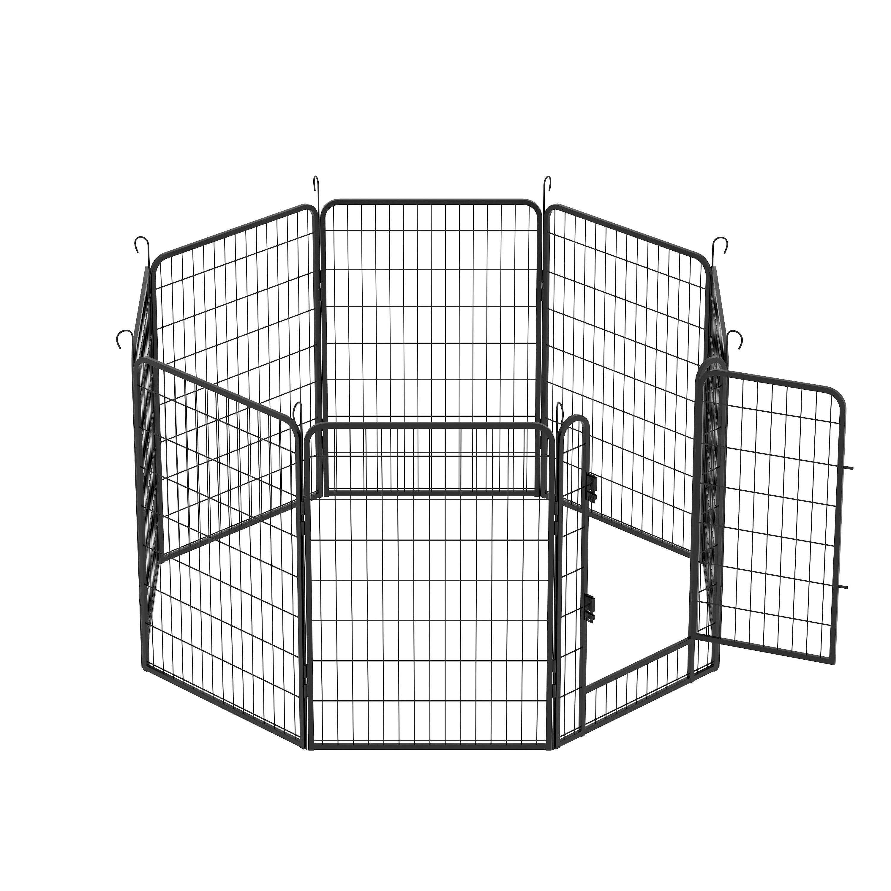 Angle. Dexmalle - Dexmalle-39.37"H Dog Fence Pet Exercise Pen for Outdoor-8 Panels with Door,Black.