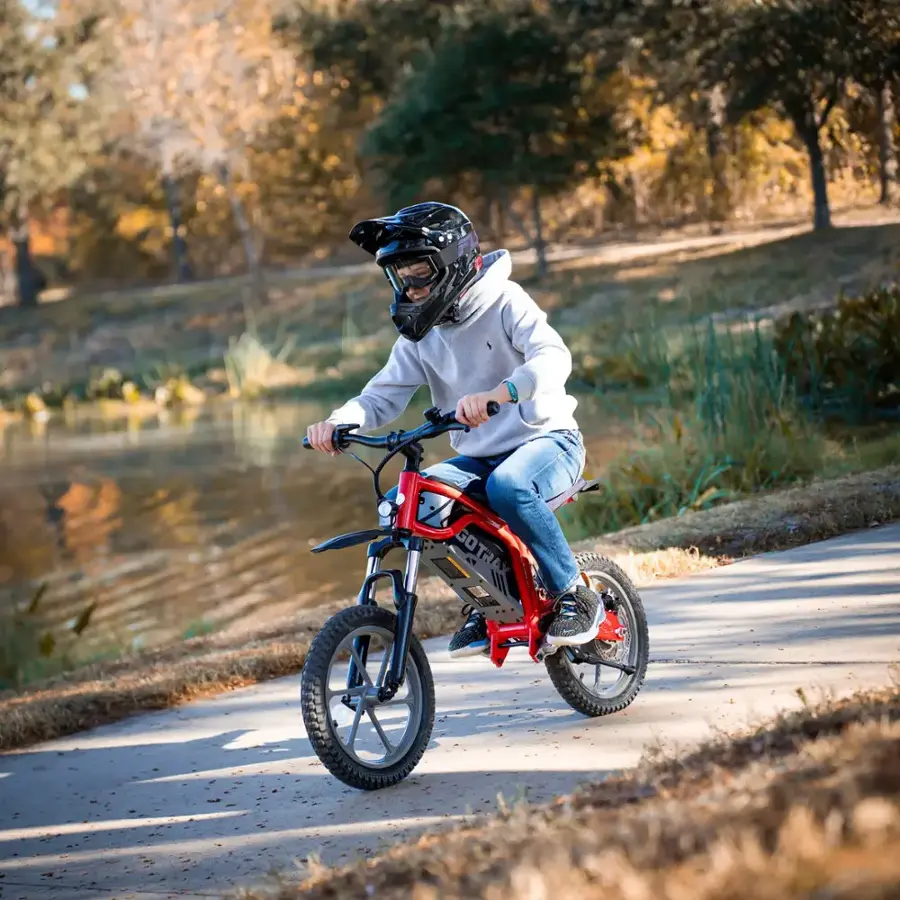 Alt View 5. GoTrax - Fitz 16" Electric Dirt Bike w/15mi Max Range & 15.5 mph Max Speed - Red.