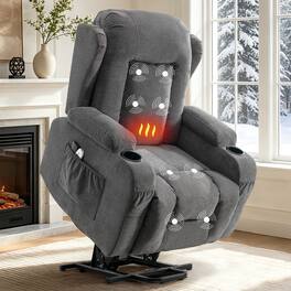 Ropilly - power lift recliner for elderly, 8-point massage chair with lumbar heat - Gray