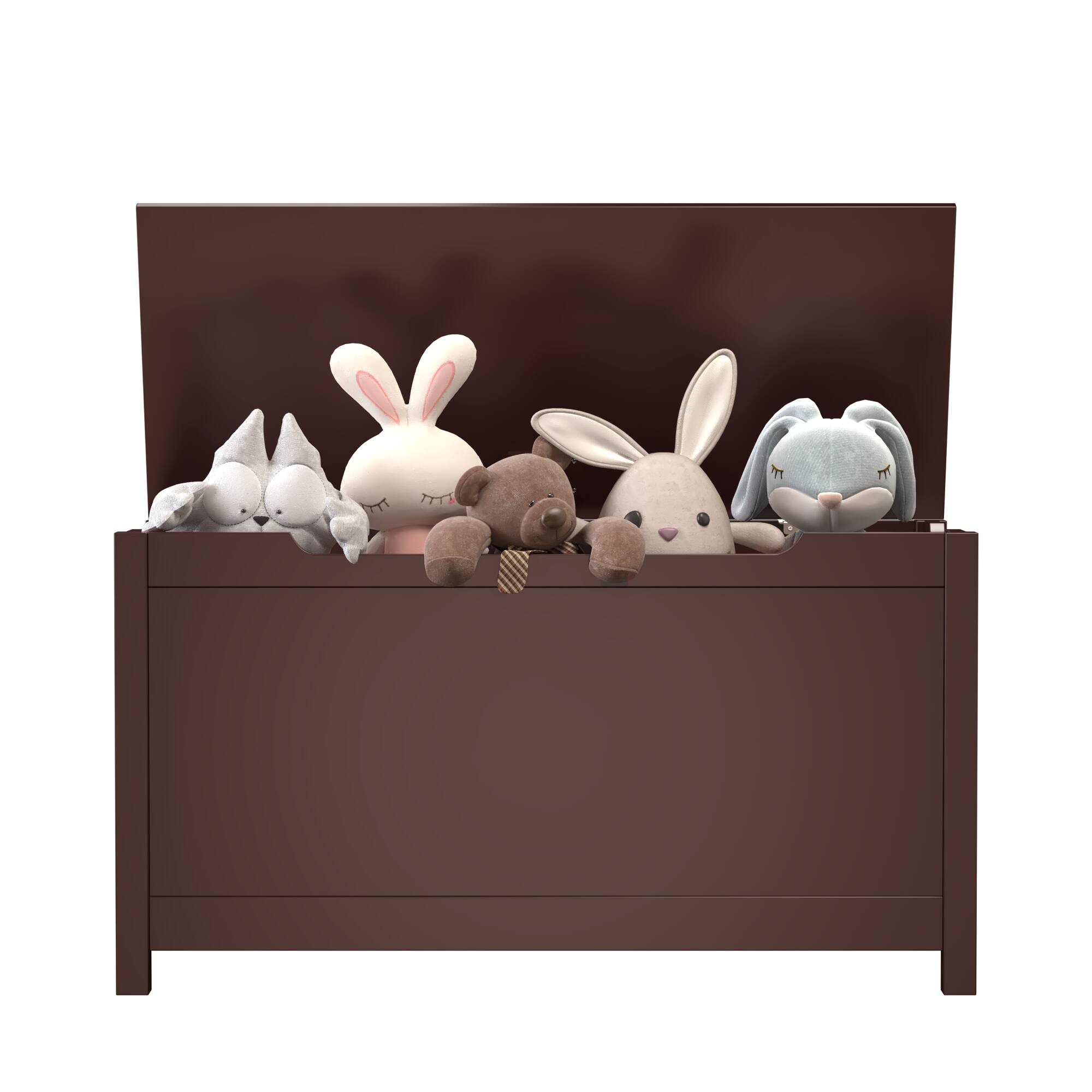 Alt View 3. Z-Edge - Kids Storage Bench, Wooden Toy Box Chest, Large Storage Cabinet with Safety Hinge for Playroom, Living Room or Entryway - Brown.