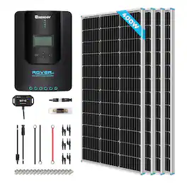 Renogy - 400 Watt Monocrystalline Solar Kit w/ 4 Pcs 100W Solar Panel and 40A MPPT Charge Controller - Black