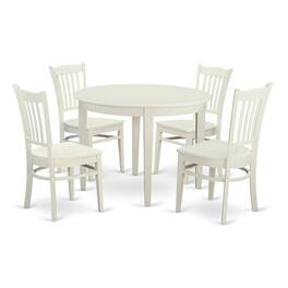 East West Furniture - 5 Pc Dinette set - Small Kitchen Table and 4 Dining Chairs - Linen White