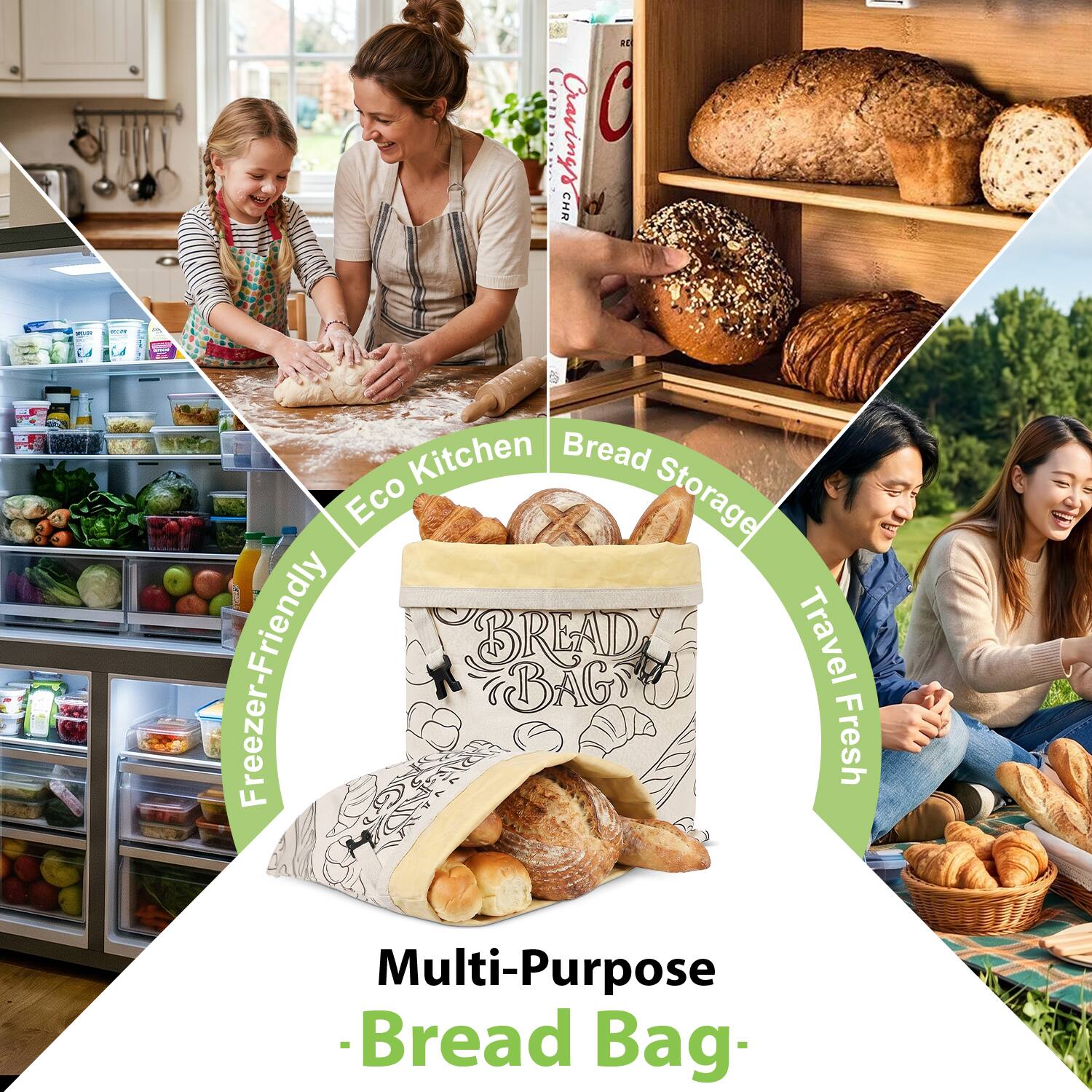 DE Cravings C CHR - I 5 Kitchen Bread Eco Storage Freezer-Friendly Bread Storage - Bread Bag - Multi-Purpose - Travel Fresh