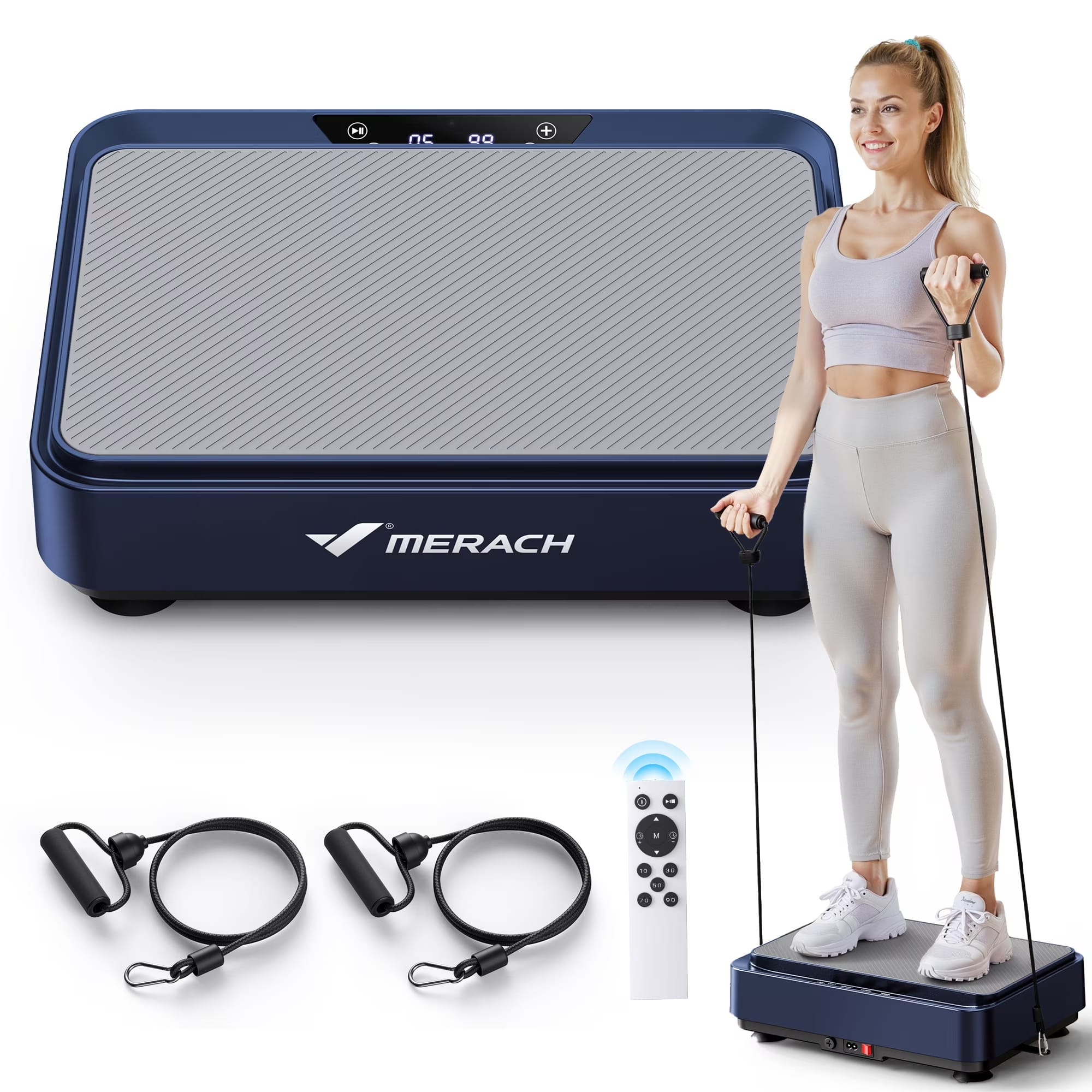 MERACH - Vibration Plate Exercise Machine Weight Loss Fitness Platform For Home - Blue