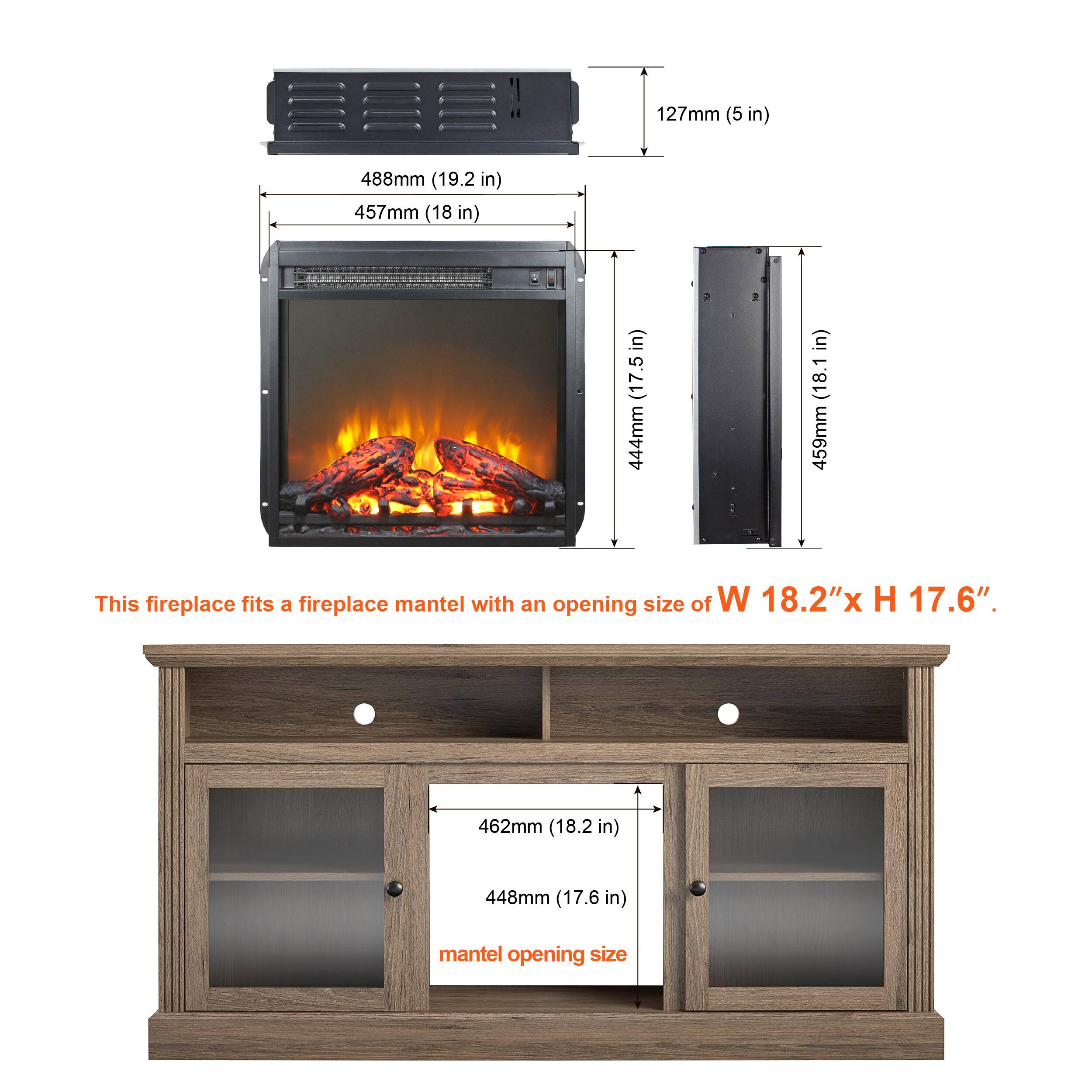 Alt View 2. Mondawe - 18" Ultra-Thin Electric Fireplace Insert with Realistic Flame and Overheat Protection - Black.