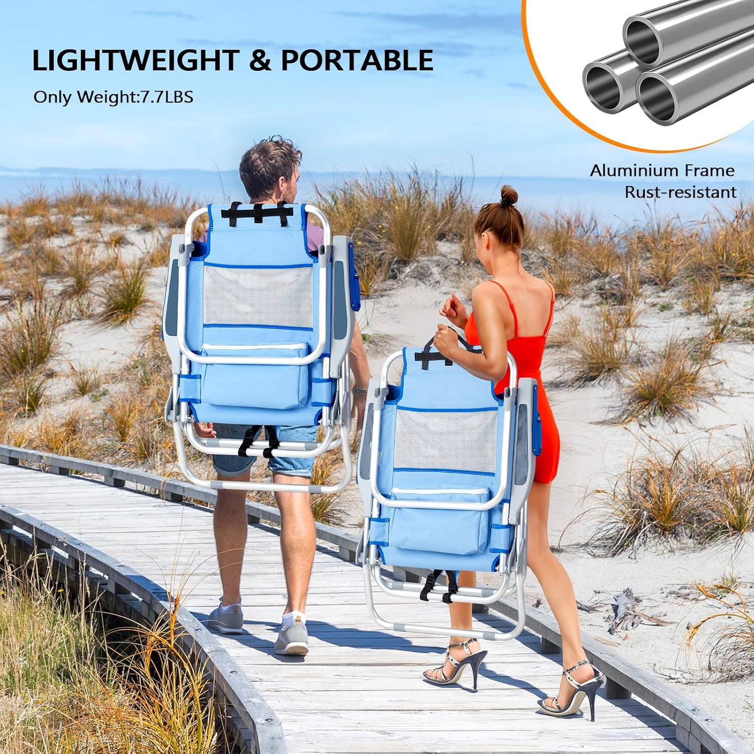 LIGHTWEIGHT & PORTABLE  
Only Weight: 7.7 LBS  

Aluminium Frame  
Rust-resistant