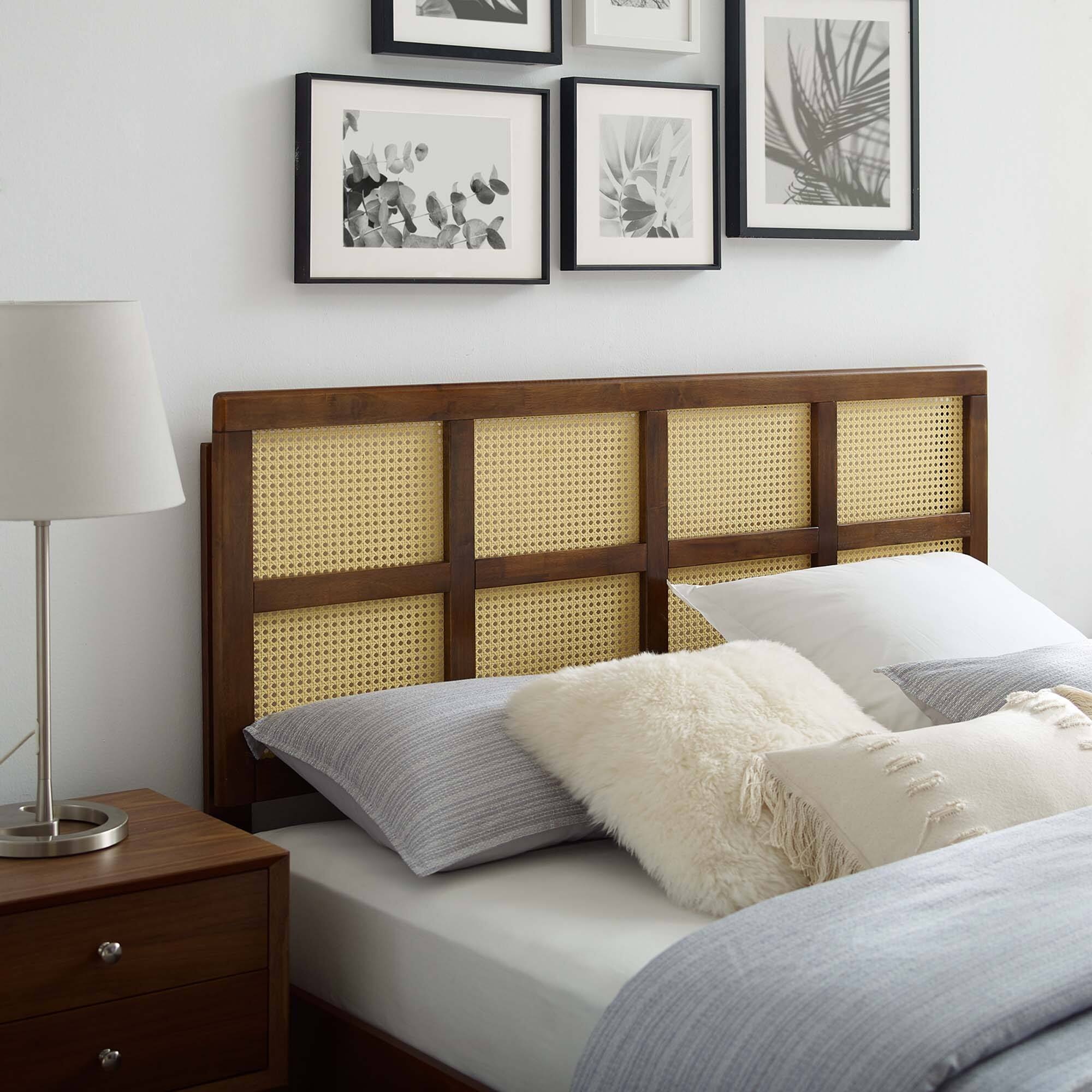 Alt View 2. Modway - Luana Cane King Headboard by Modway - Walnut.