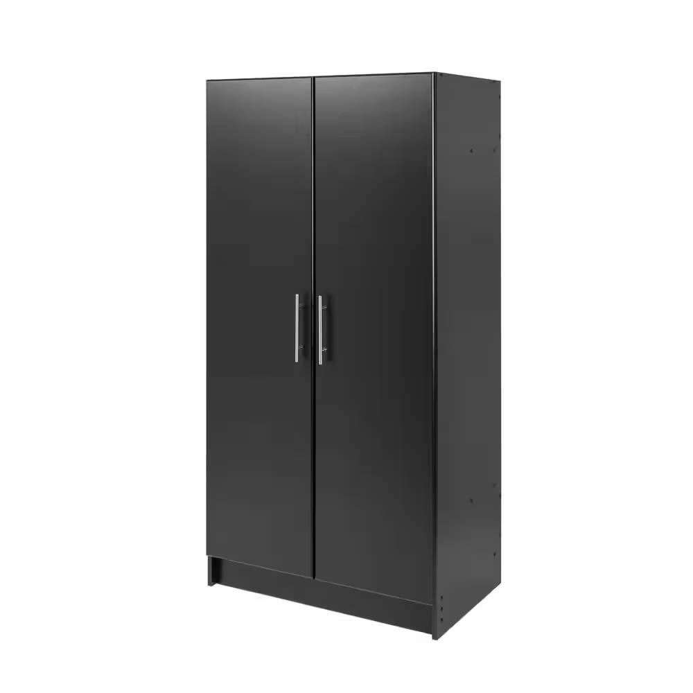 Angle. Hivvago - Black Freestanding Bedroom Cabinet Armoire Wardrobe Closet with Hanging Rail - Black.