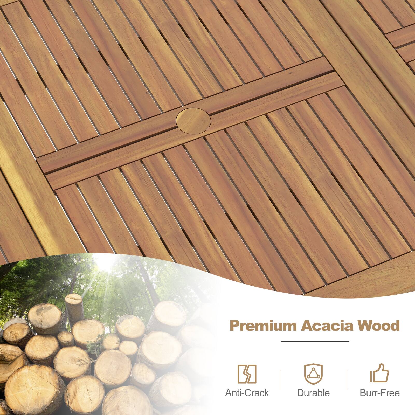 Premium Acacia Wood

Anti-Crack  
Durable  
Burr-Free
