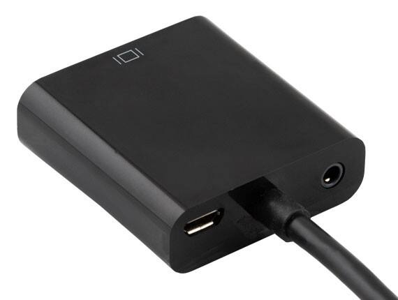 Left. Cable Leader - HDMI to VGA Converter Adapter with 3.5mm Audio Port and Micro USB Power - Black.