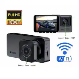 Stock Preferred - HD Dual Lens 1080P Car Dash Cam — Front, Rear & Inside Camera with G-Sensor and Night Vision