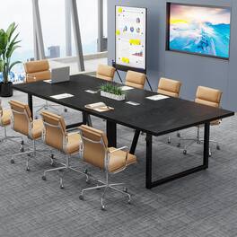 Tribesigns - 94.5-Inch Conference Table with Cable Grommets and Metal Frame for Office Meetings or Training - Classic Black
