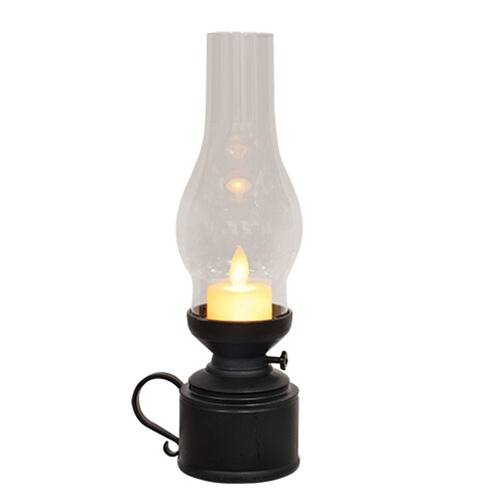 BreeBe - Realistic Flickering LED Tealight Lantern - 9-1/2 In H - Black