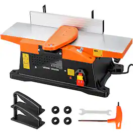 VEVOR - Benchtop Jointer, 6 in, 2 HP 12000 RPM Bench Top Wood Jointer, with Straight Cutterhead, 2 HSS Blades, 6 x 23 in Cast - Black + Orange