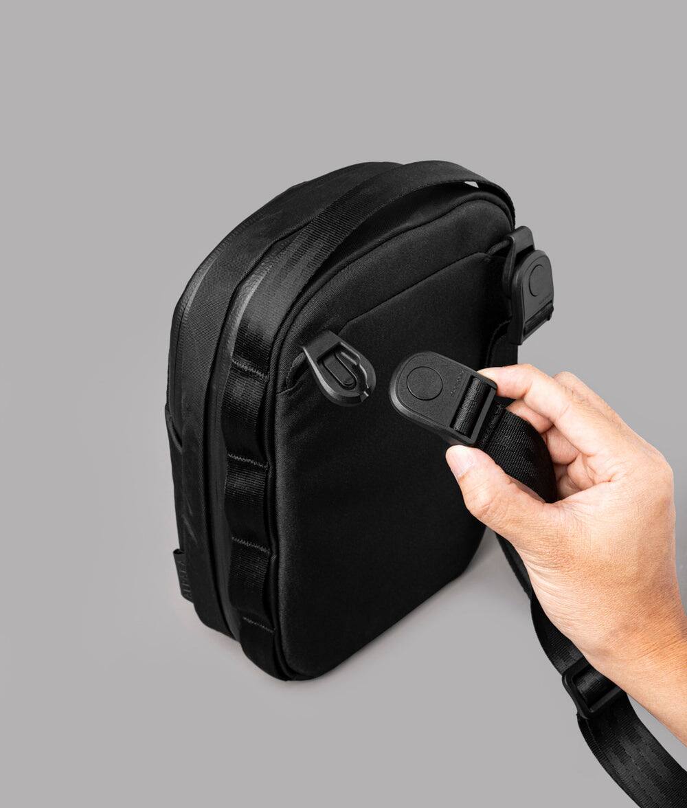 Back. ALPAKA - Sling Bag for Men with 6 Inner Sleeves, Key Tether - Black X-Pac VX42.