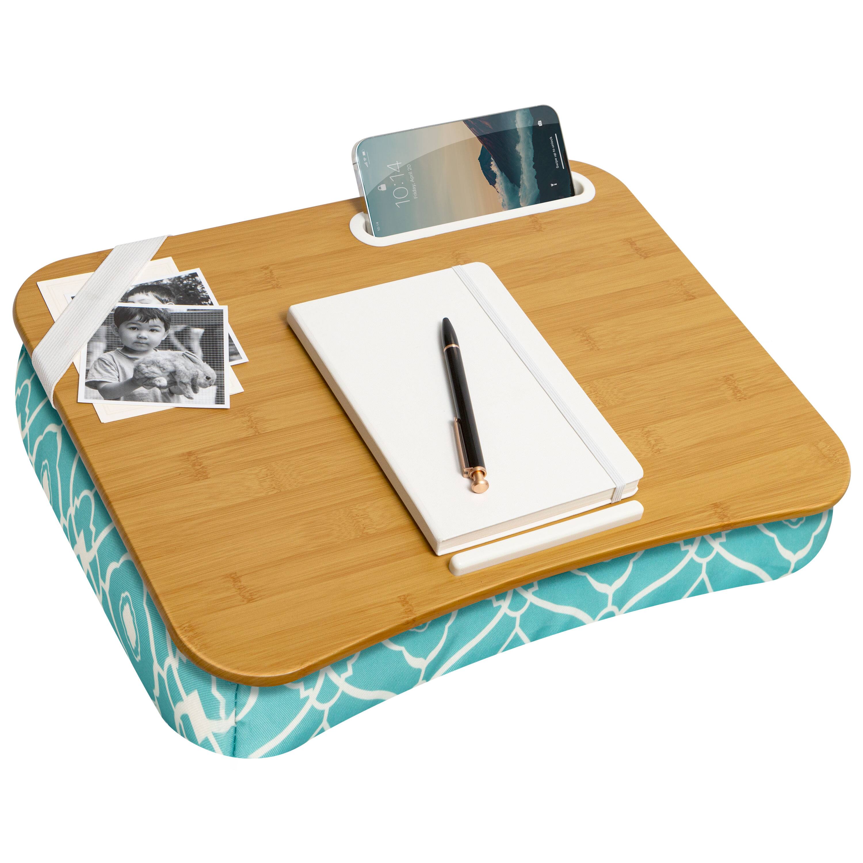 Angle. LapGear - Designer Lap Desk (Fits up to 15" Laptop) - Aqua Trellis.