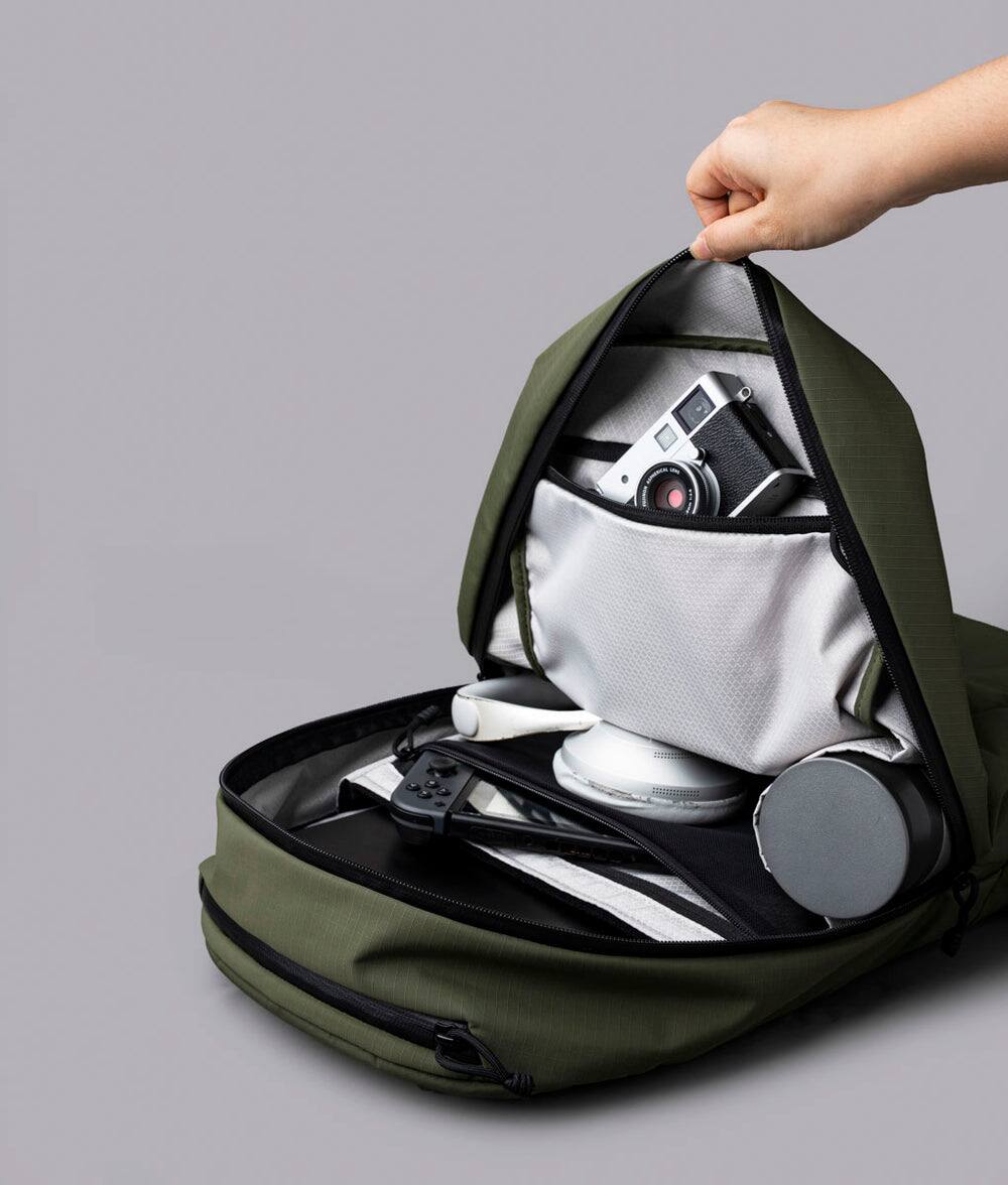 Alt View 6. ALPAKA - Essential Backpack 16L Laptop Backpack for 16" Laptop, Travel Backpack with Water-Resistant Design - Green Axoflux 210D.