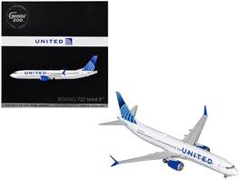 GeminiJets - Boeing 737 MAX 9 Commercial Aircraft "United Airlines" (N37555) with Blue Tail "Gemini 200" Series 1/200 - White