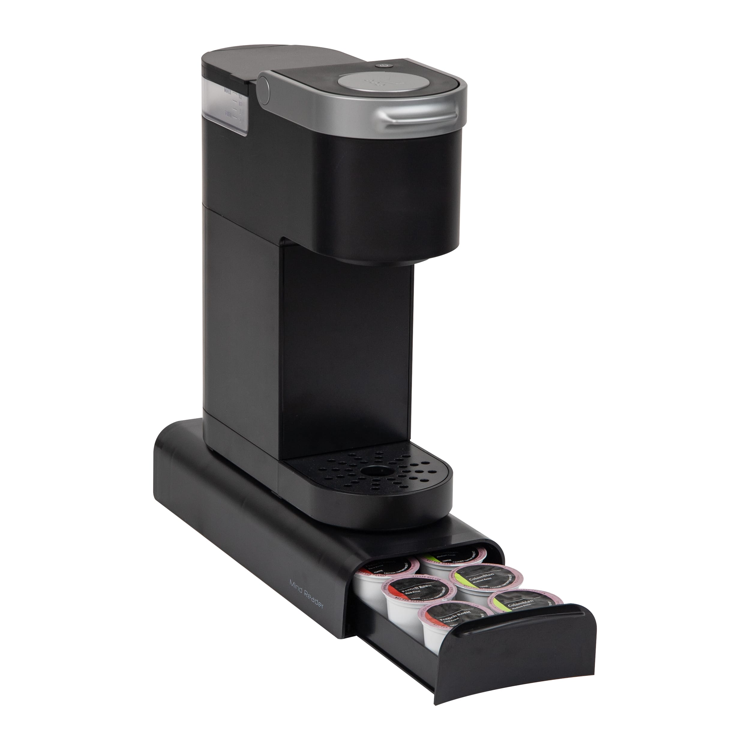 Mind Reader - Single Serve Coffee Pod Organizer, 12-14 Coffee Pod Capacity, 5"L x 12.75"W x 2.25"H - Black - Angle_Zoom
