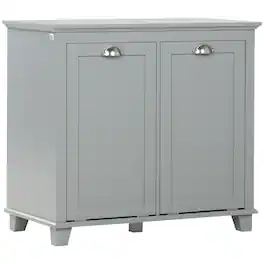 Homcom - Dual Tilt out Laundry Hamper Cabinet, Bathroom Storage Cabinet with 2-Compartment Hamper - Gray