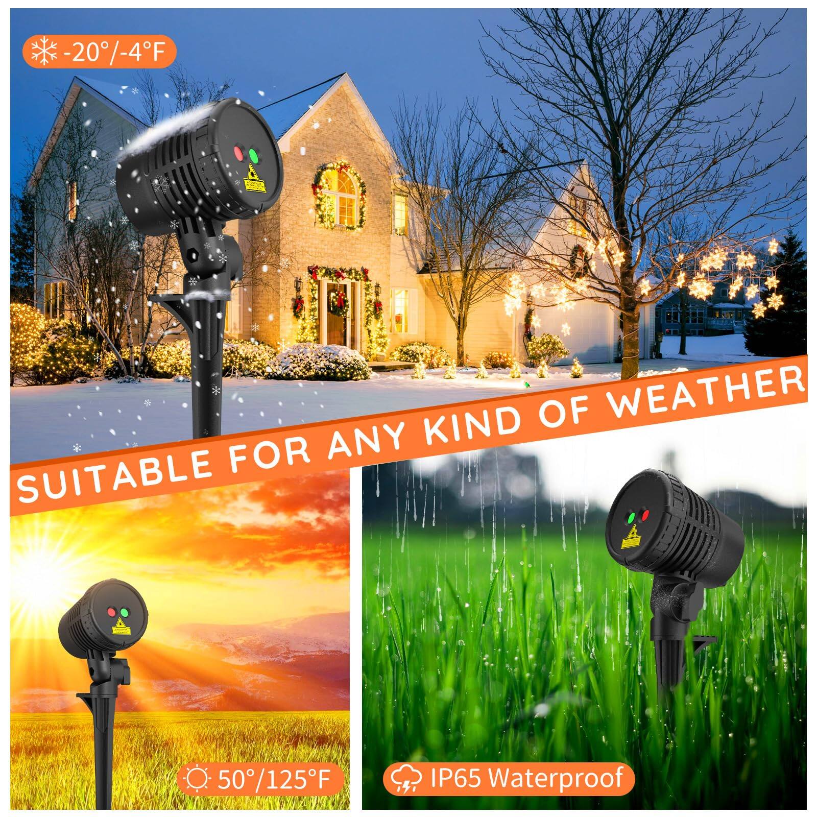 -20°/-4°F  
SUITABLE FOR ANY KIND OF WEATHER  
50°/125°F  
IP65 Waterproof