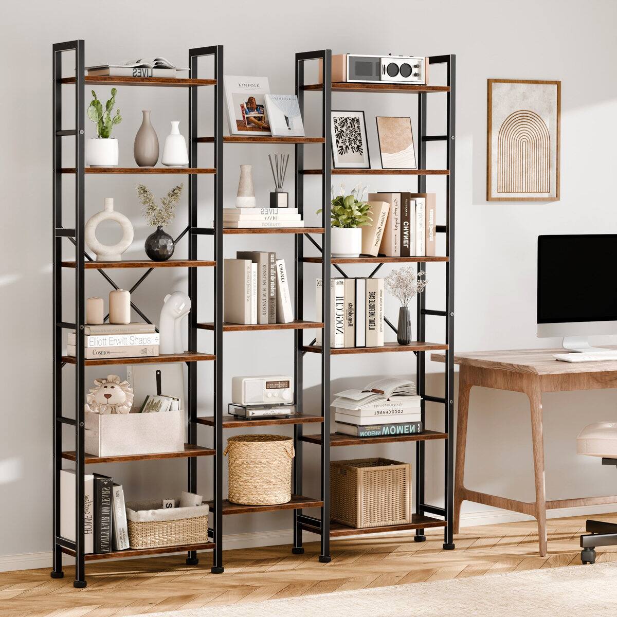 Furnulem Industrial Storage Organizer Bookcase with Open Display ...