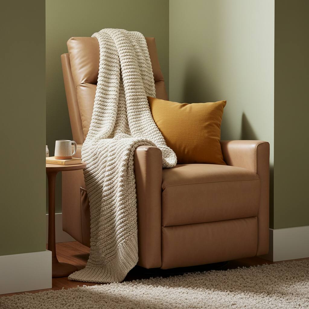 Alt View 4. AOITUN - Swivel Rocker Recliner Chair, Faux Leather Glider for Nursery Living Room, Manual Reclining Sofa with Side Pocket, Tan - Brown.