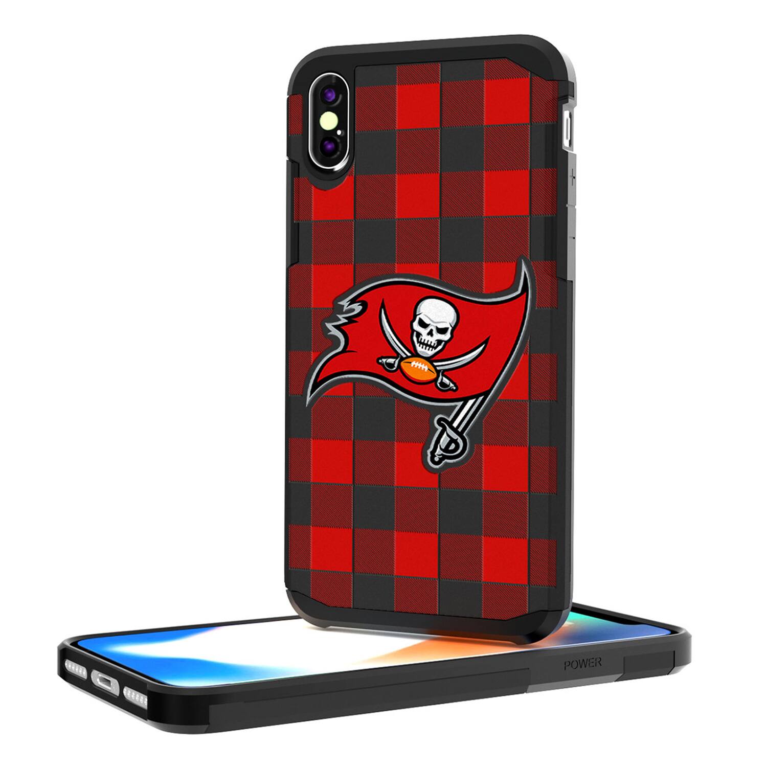 Alt View 2. Keyscaper - Tampa Bay Buccaneers iPhone Rugged Plaid Design Case - XR - Multicolor.