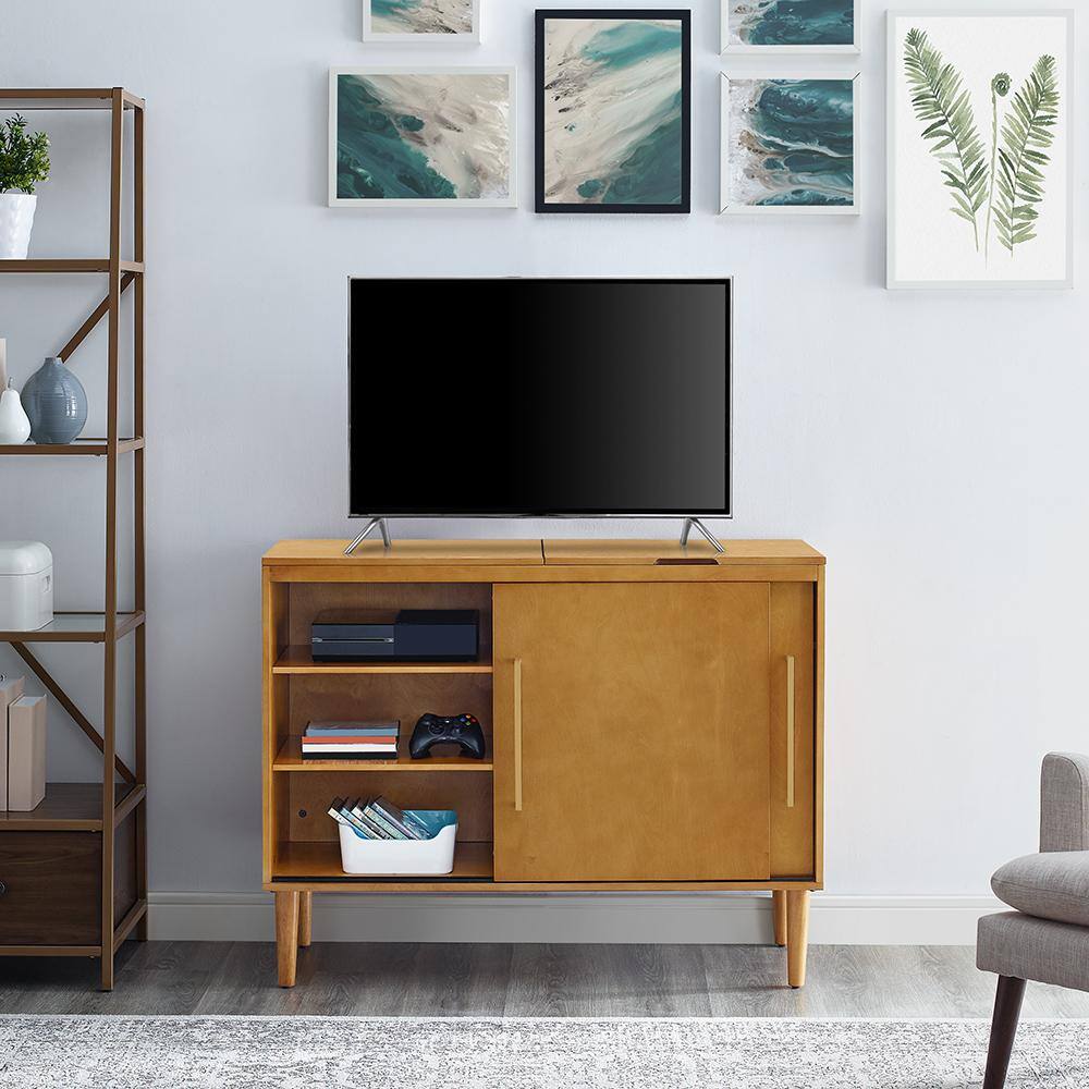 Alt View 9. Crosley Furniture - Everett Large Record Player Cabinet With Vinyl Storage - Acorn.
