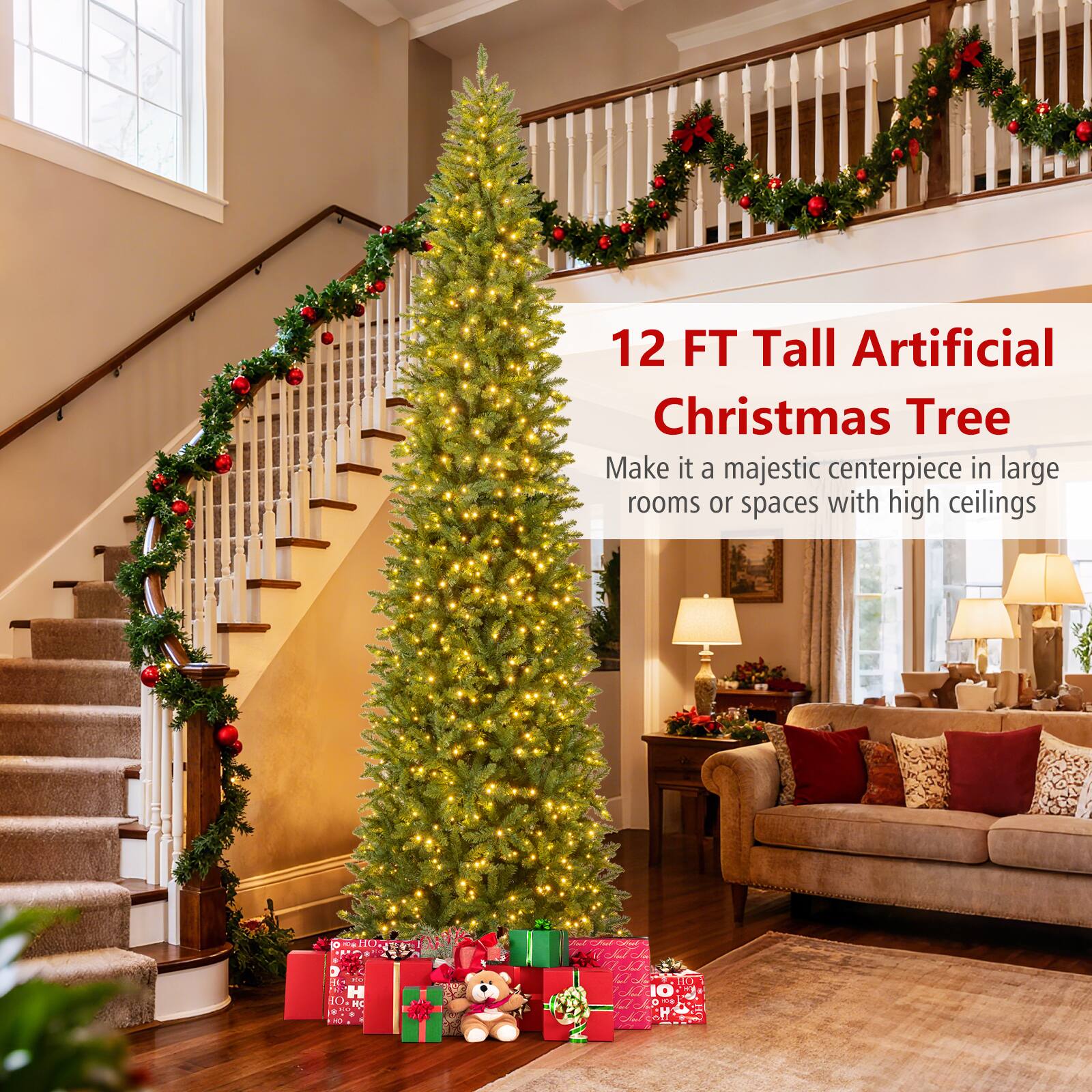 12 FT Tall Artificial Christmas Tree  
Make it a majestic centerpiece in large rooms or spaces with high ceilings