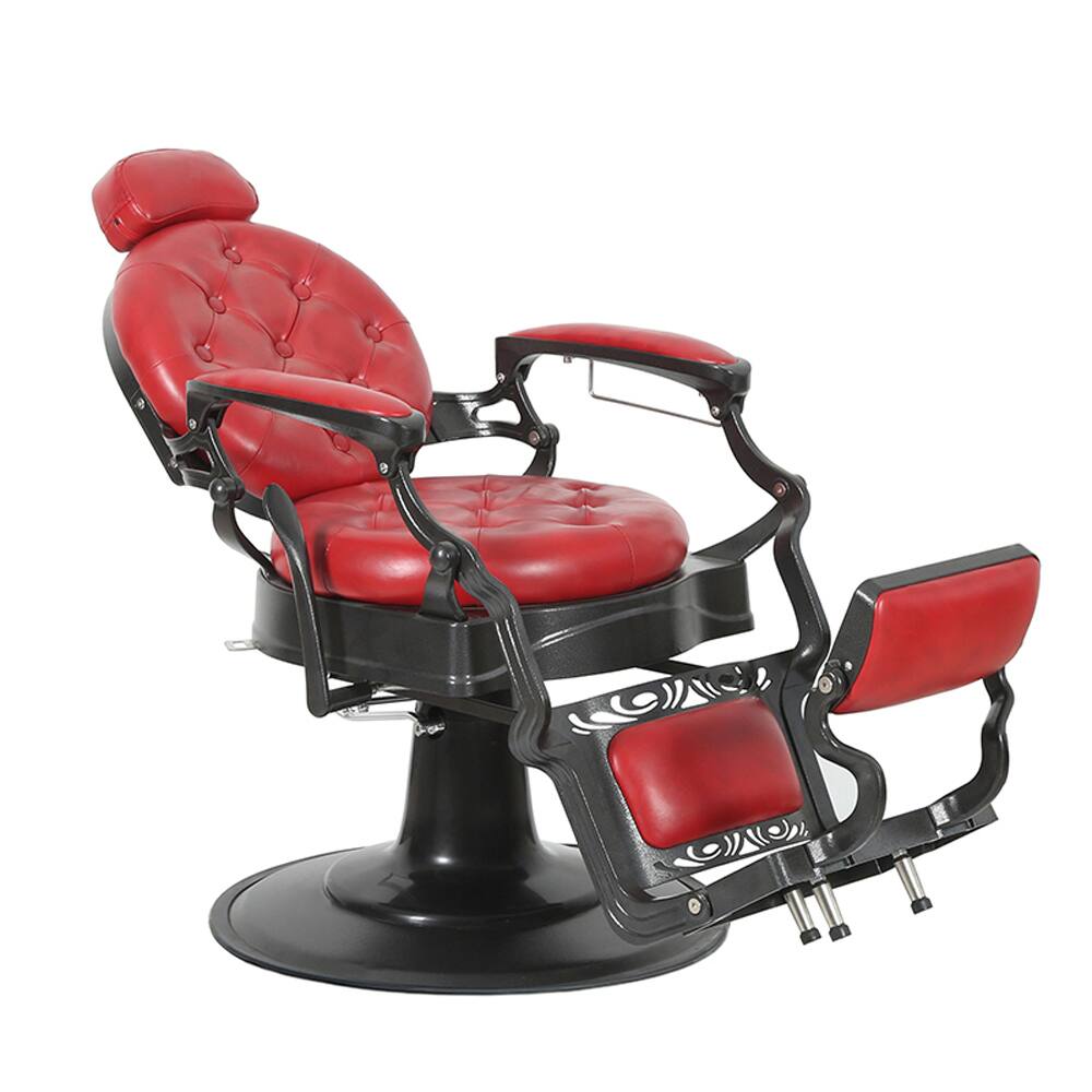 Alt View 2. Winado - Vintage Heavy Duty Recline Barber Chair Salon Beauty All Purpose Equipment with Towel Rack, Removable Headrest, Footrest - Red.