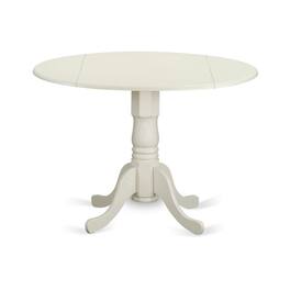 FurniFact - Compact Round Dining Table with Drop Leaves – Ideal for Small Spaces - Linen White