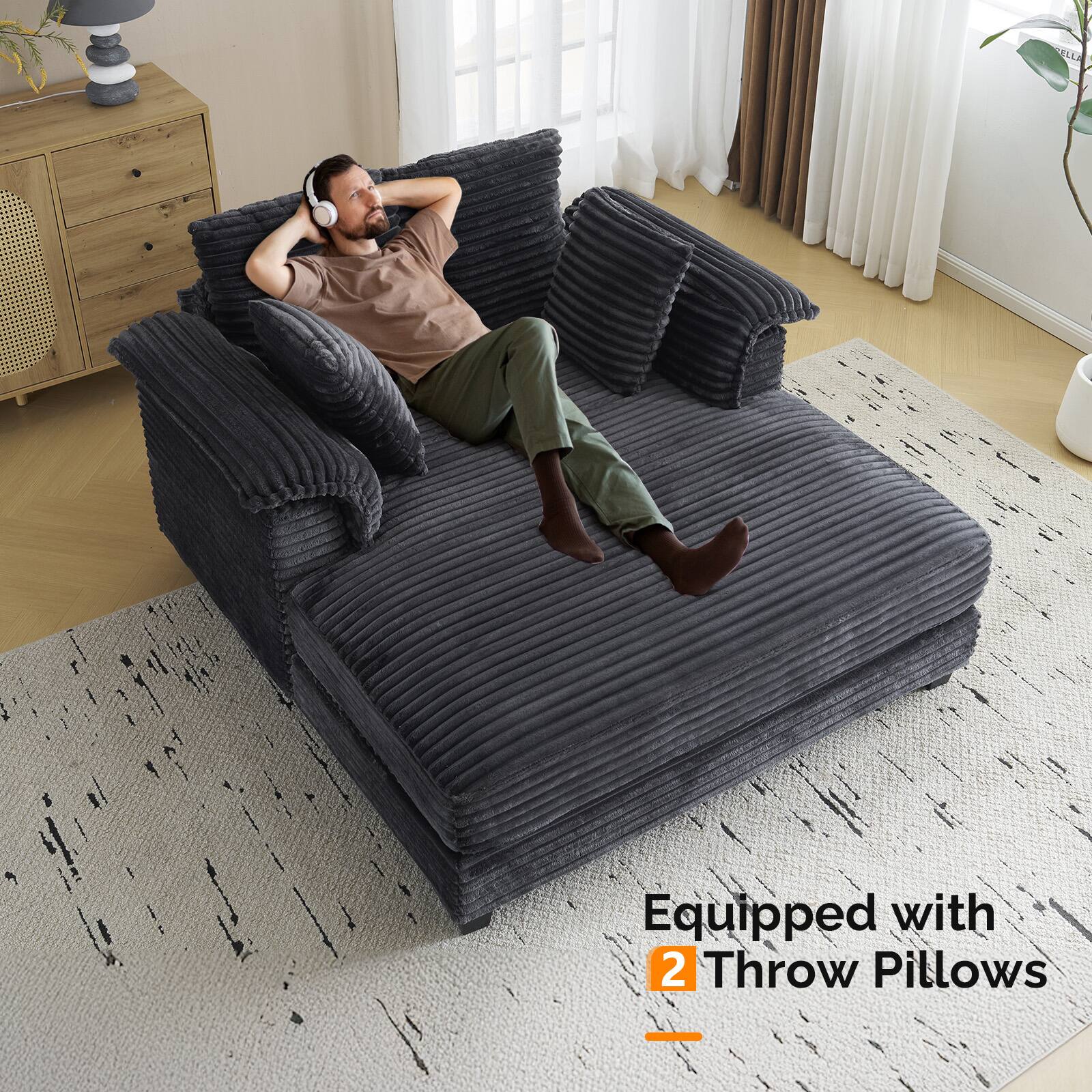 Equipped with 2 Throw Pillows