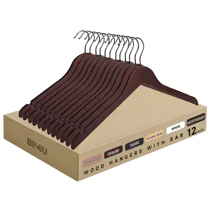 BP4U
WOOD HANGERS WITH BAR
12 PACK
CEDAR WOOD
WALNUT
BLACK
NATURAL WOOD
WHITE
DARK CHERRY