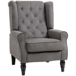 Homcom - Accent Chair for Living Room, Button-Tufted Lounge Chair with Round Armrests and Wood Legs - Dark Gray