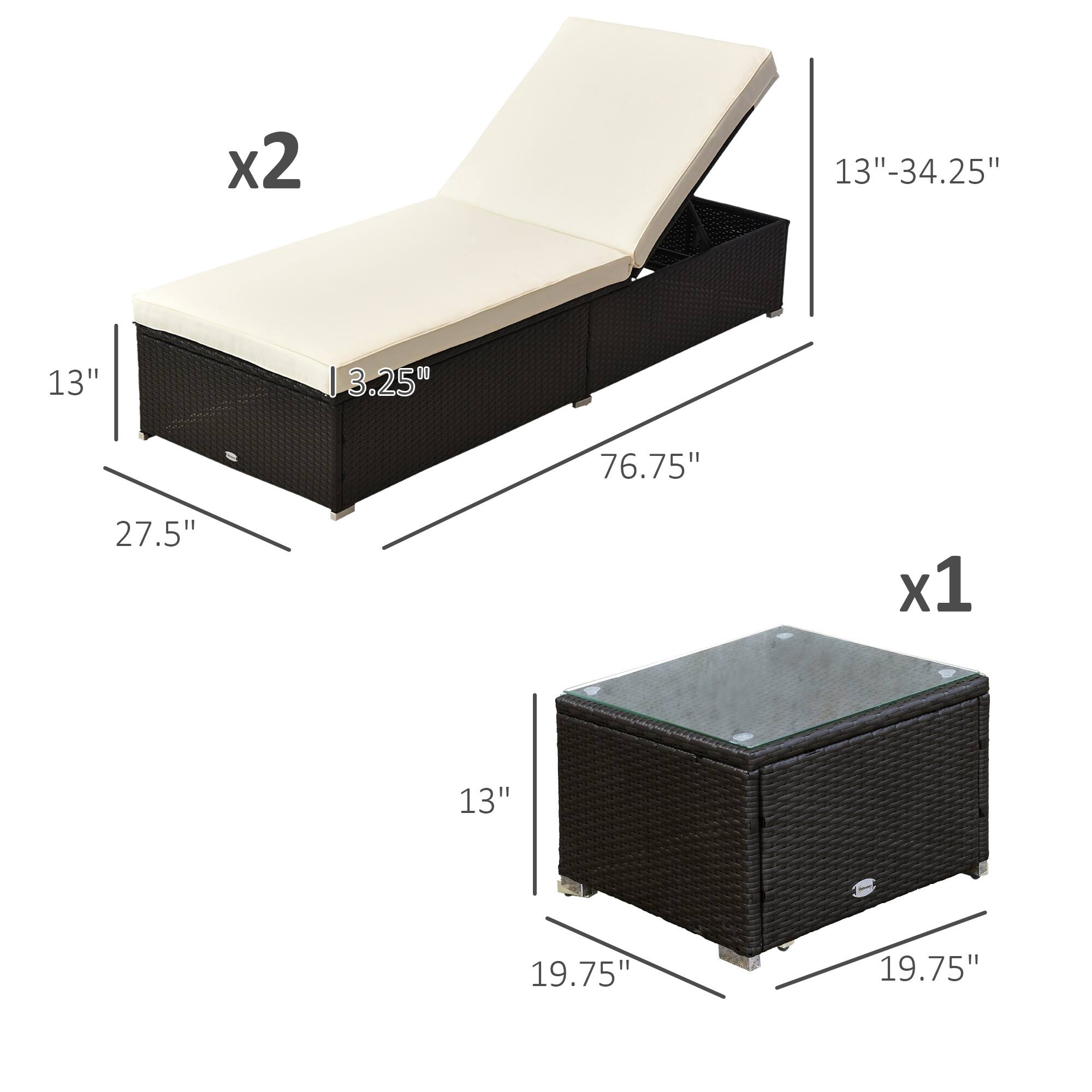 x2 13"-34.25" 13" 13" | 3.25" 76.75" 27.5" x1 13" 19.75" 19.75"