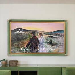 LAREDO FRAME FACTORY - 75 inch Handmade Ornate Tv Frame For TCL NXT Vision TVs - CACTUS VALLEY GREEN WITH GOLD ACCENTS