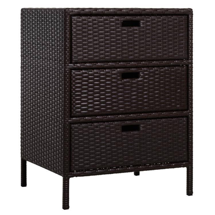 Alt View 9. PULUZ - Patio PE Rattan Storage Cabinet, Wicker Pool Cabinet Organizer, Outdoor Towel Rack for Pool with 3 Drawers - Brown.