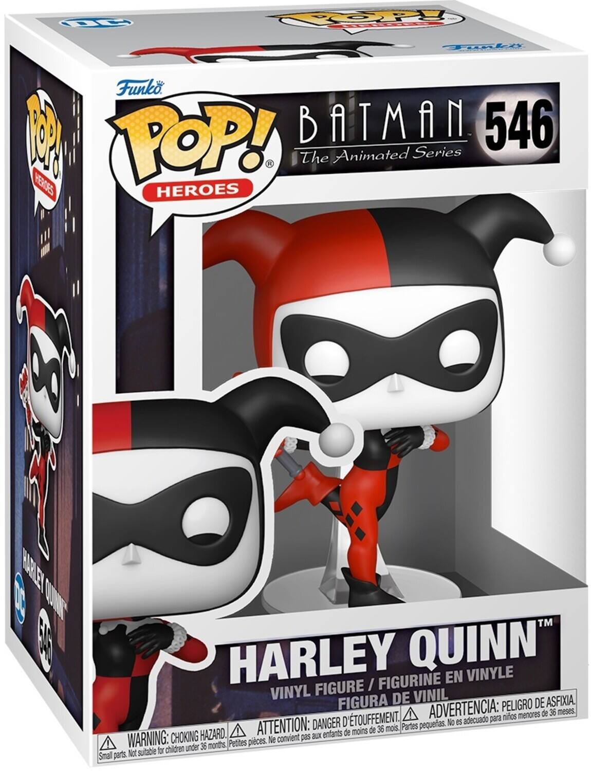 Funko. POP! BATMAN 546 The Animated Series HEROES HEROES 1 A HARLET D6 CUNNT F HARLEY QUINN" VINYLE FIGURINE EN FIGURE / VINYL DE VINIL FIGURA ADVERTENCIA: PELIGRO DEASFIXIA. menores de 36 meses D'TOUFFEMENT. adecuado para nios ATTENTION: DANGER pequeas. No es moins de 36 mois, Partes HAZARD. aux enfants de WARNING: CHOKING Petites pices. Ne convient pas for children under 36 months Small parts. Not suitable