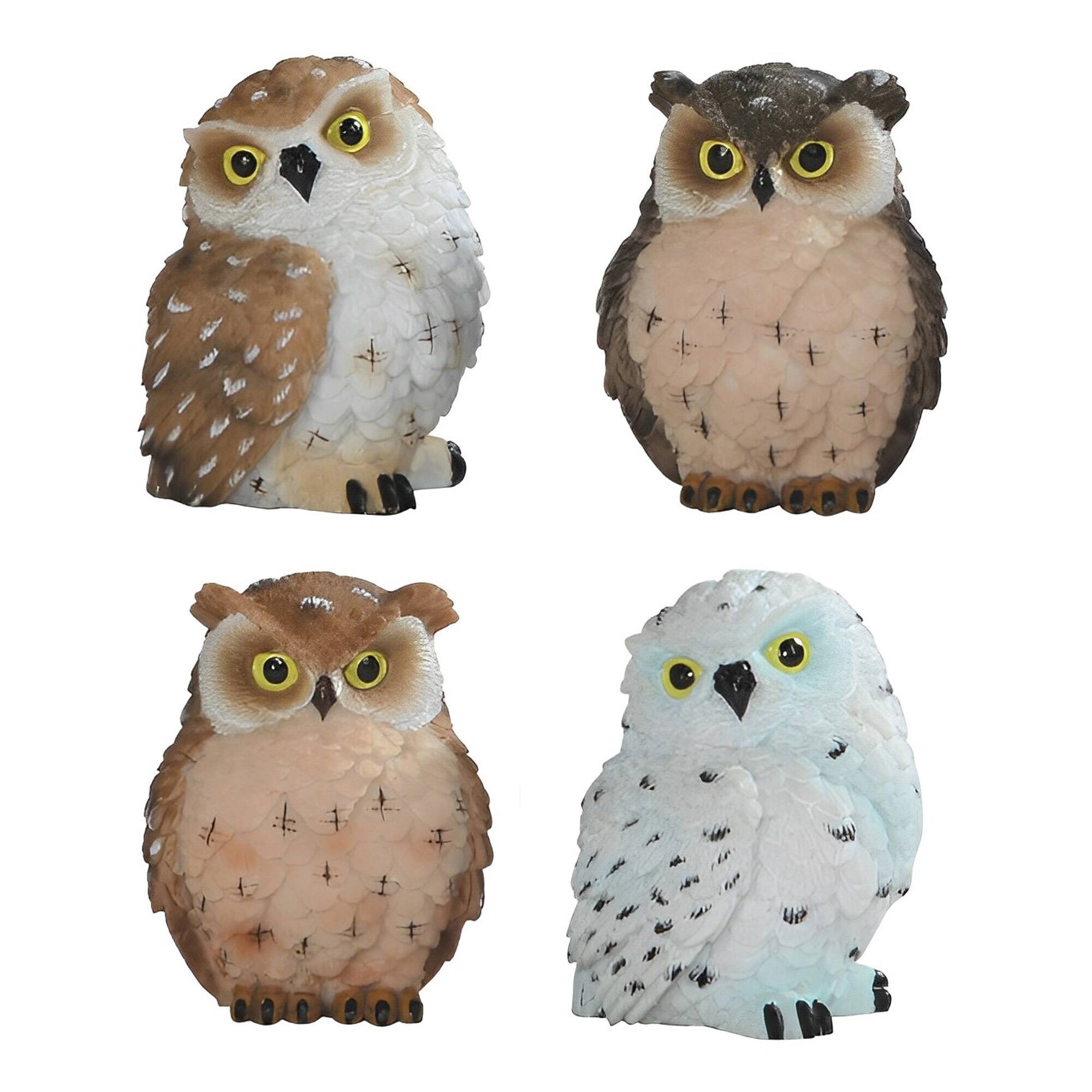 Front. FC Design - FC Design 4-PC Cute Owl with Four 2"H Mini Owl Figurine Set Computer Desk Tabletop Home Decor Gift - Multi-Color.