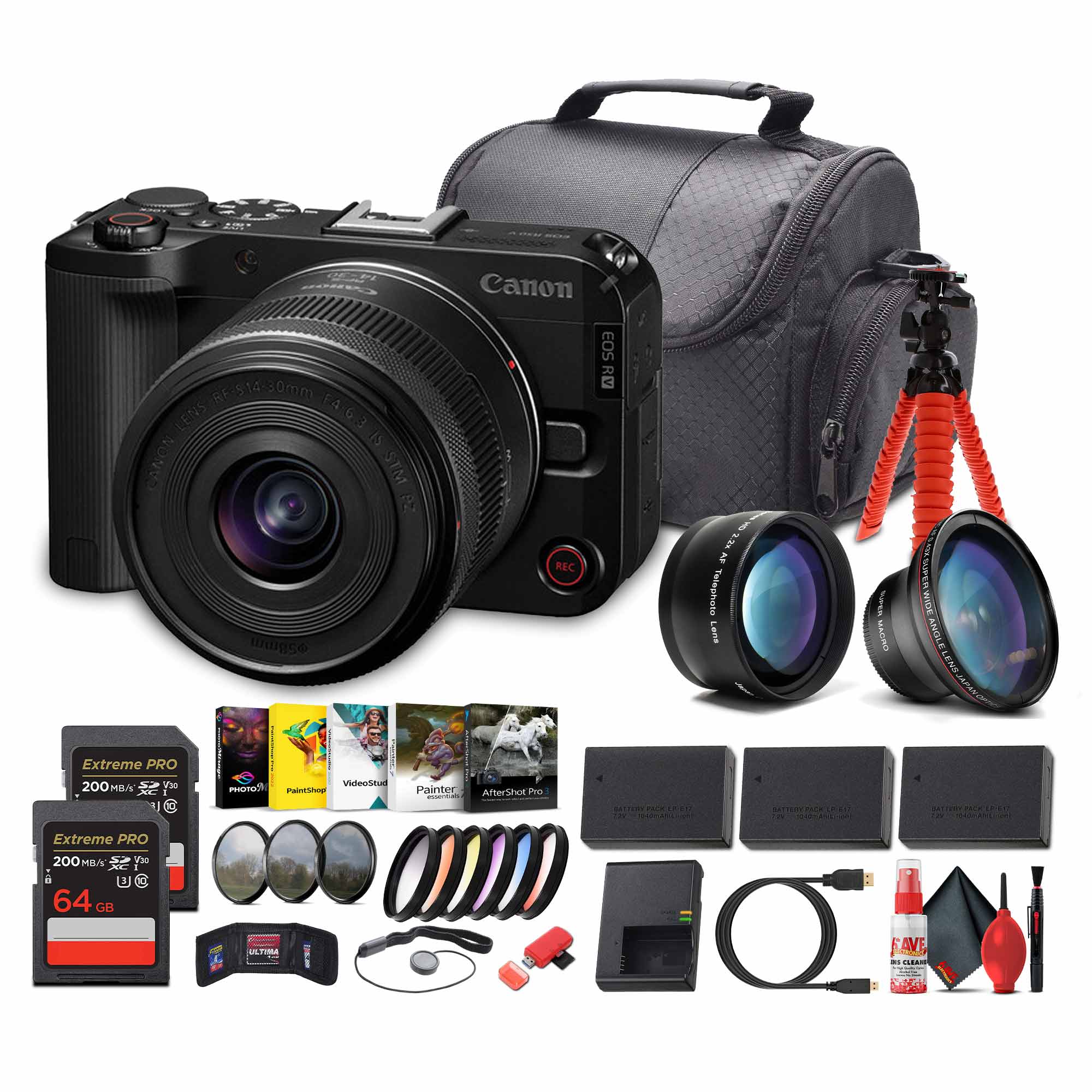 Canon - EOS R50 V + 14–30mm Lens Kit | 4K60p Vlogging Camera, Power Zoom Lens - Bundle