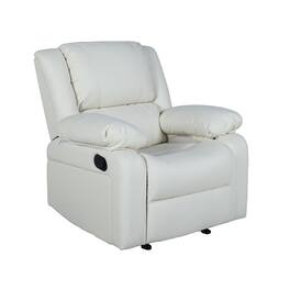 Emma + Oliver - Recliner with Bustle Back and Padded Arms - Cream Faux Leather
