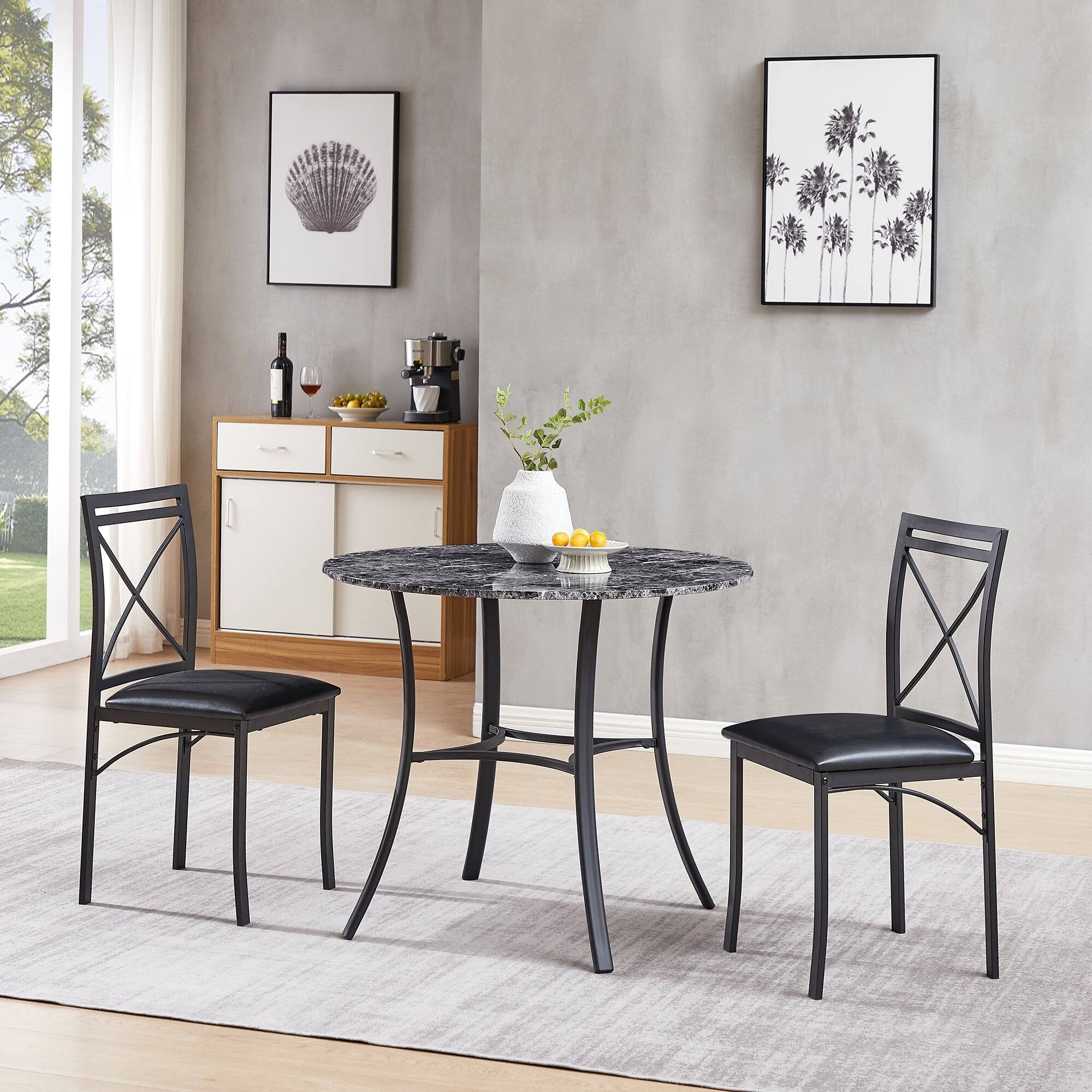 Alt View 2. Vecelo - Set of 4 Upholstered Dining Chairs - High Back Ergonomic Leather Side Chairs with 350lb Capacity, Waterproof Cushions - Black.