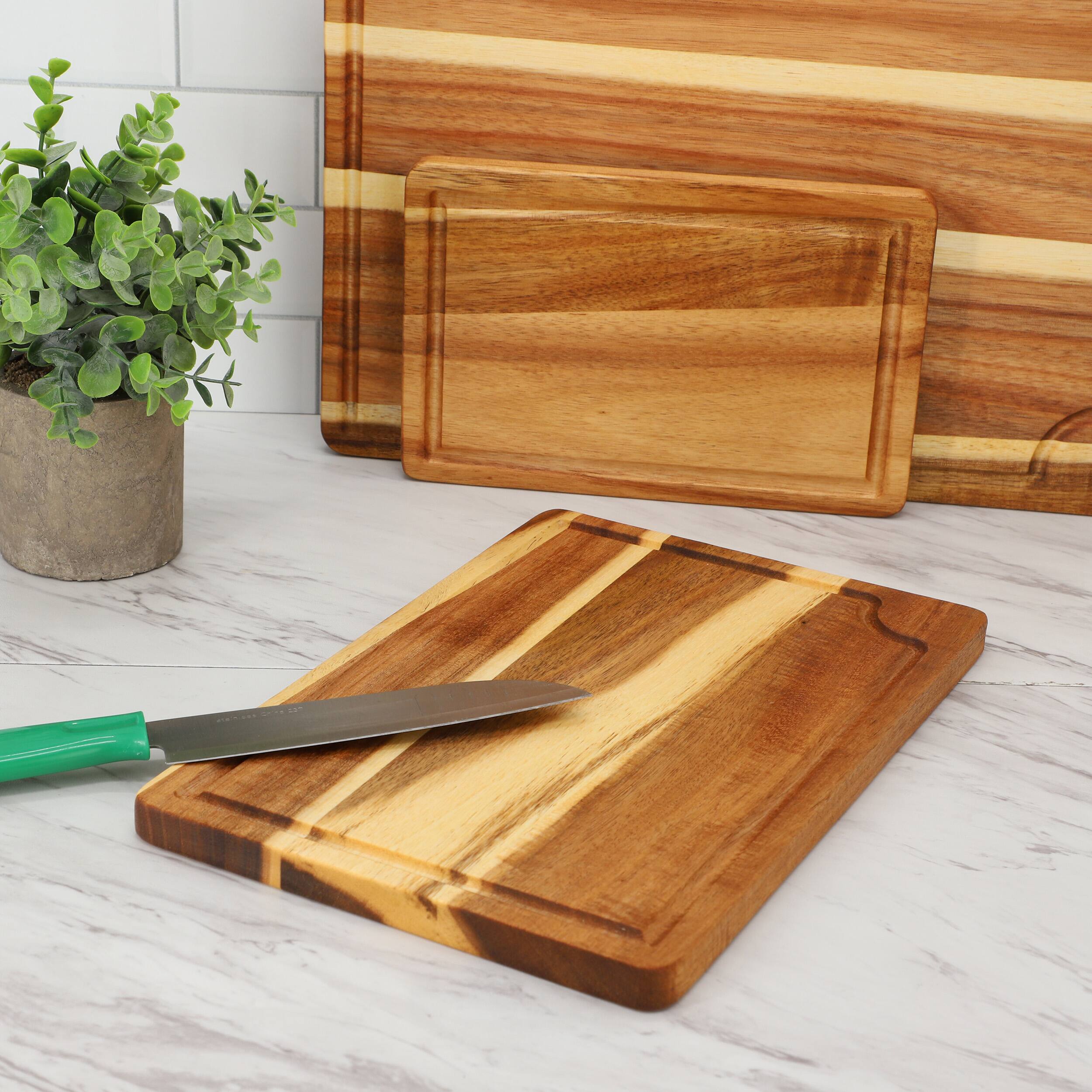 Alt View 7. MegaChef - MegaChef 3 Piece Acacia Wood Cutting Board Set - Brown.