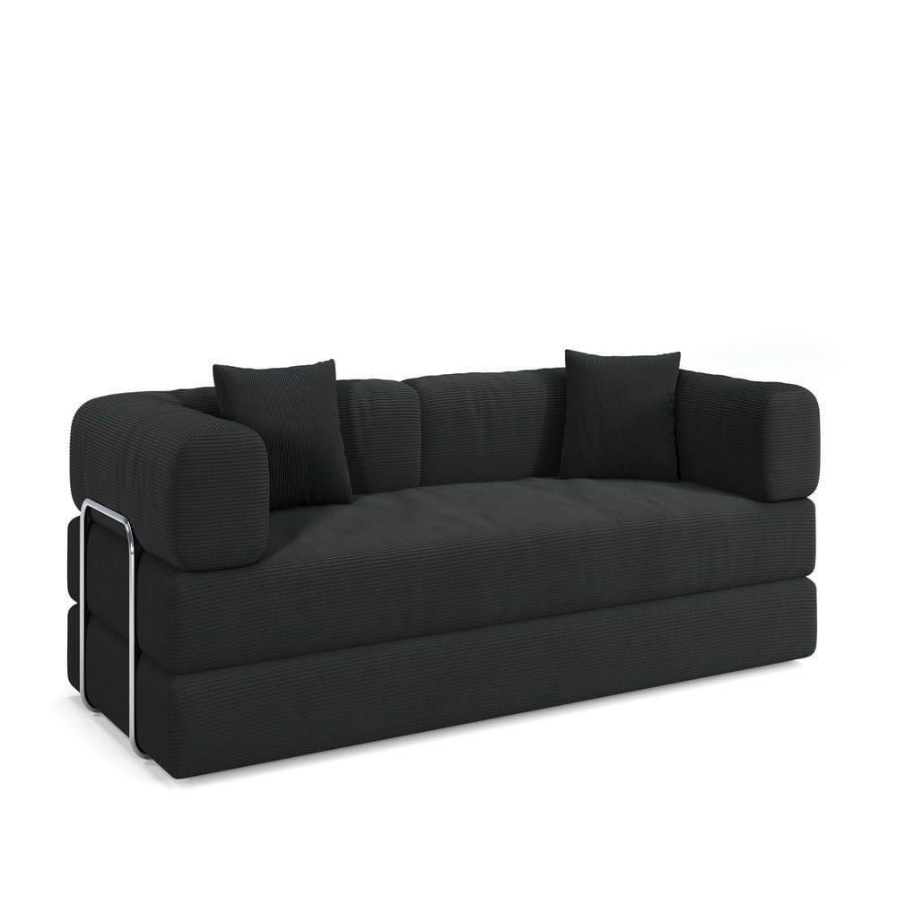 Angle. Kadyn - 78.8" Modular Floor Sofa, Convertible Pudding Block Design with Armrests, Compression Packaged, Gray - Gray.